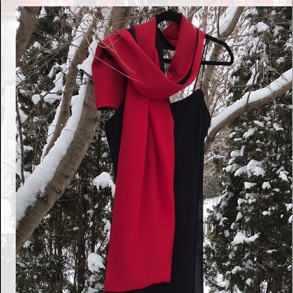 Size 14 Black Dave & Johnny Stunning Spaghetti Strap Maxi With Red Sash!!